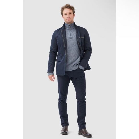 Rodd & Gunn Merrick Bay 1/4 Zip Cotton Sweater in Indigo Size XL - Picture 2 of 12